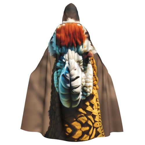 YQxwJL Süßer Alpaka-Llama-Druck, Uni, Kapuzenmantel, Hexen-Vampir-Zauberer-Robe für Halloween, Cosplay-Kostüme von YQxwJL
