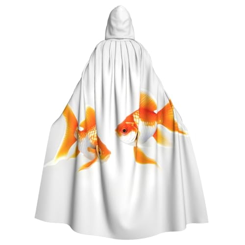 YQxwJL Süßer Goldfisch-Druck Karneval Umhang Robe Umhang Zauberer Kapuzenumhang für Erwachsene Halloween Cosplay Kostüme von YQxwJL