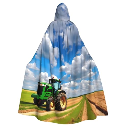 YQxwJL Traktor unter blauem Himmel und weißen Wolken Druck Karneval Umhang Robe Umhang Zauberer Kapuzenumhang für Erwachsene Halloween Cosplay Kostüme von YQxwJL
