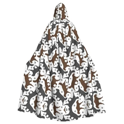 YQxwJL Trotting Flat Coated Retrievers Paw Print Hooded Long Length Cape, Uni Hooded Halloween Christmas Cloak Costumes Party Cape von YQxwJL