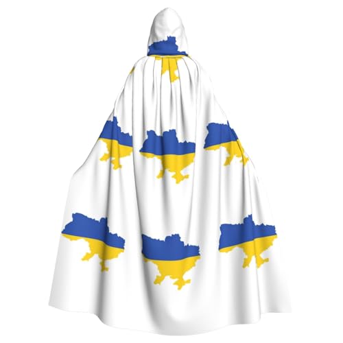 YQxwJL Ukraine-Flagge, Kartendruck, Karneval, Umhang, Zauberer, Kapuzenumhang, für Erwachsene, Halloween, Cosplay-Kostüme von YQxwJL