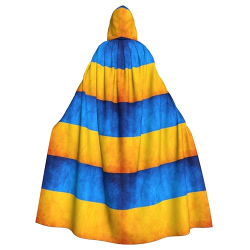 YQxwJL Ukrainische Flagge Druck Karneval Umhang Robe Umhang Zauberer Kapuzenumhang für Erwachsene Halloween Cosplay Kostüme von YQxwJL