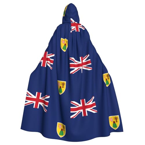 YQxwJL Umhang mit Flagge der Türken und Caicosinseln, bedruckt, Karneval, Umhang, Zauberer, Kapuzenumhang, für Erwachsene, Halloween, Cosplay-Kostüme von YQxwJL