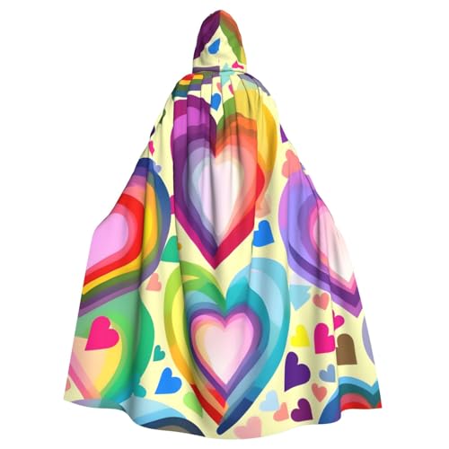YQxwJL Umhang mit Herzen in Regenbogenfarben, für Karneval, Zauberer, Kapuzenumhang, für Erwachsene, Halloween, Cosplay-Kostüme YQxwJL Umhang mit Herzen in Regenbogenfarben, für Karneval, Zauberer, Kapuzenumhang, für Erwachsene, Halloween, Cosplay-Kostüme von YQxwJL