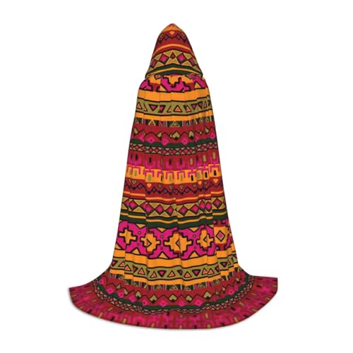 YQxwJL Umhang mit Kapuze, Mexikanischer Volkskunst, Boho-Druck, Uni, Hexen-Zauberer-Umhang, für Halloween, Cosplay, Party-Kostüm von YQxwJL