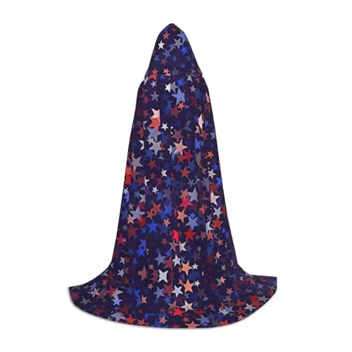 YQxwJL Umhang mit Kapuze, Motiv: Rote und blaue Sterne, Uni, Hexen-Zauberer-Umhang, für Halloween, Cosplay, Party-Kostüm YQxwJL Umhang mit Kapuze, Motiv: Rote und blaue Sterne, Uni, Hexen-Zauberer-Umhang, für Halloween, Cosplay, Party-Kostüm von YQxwJL