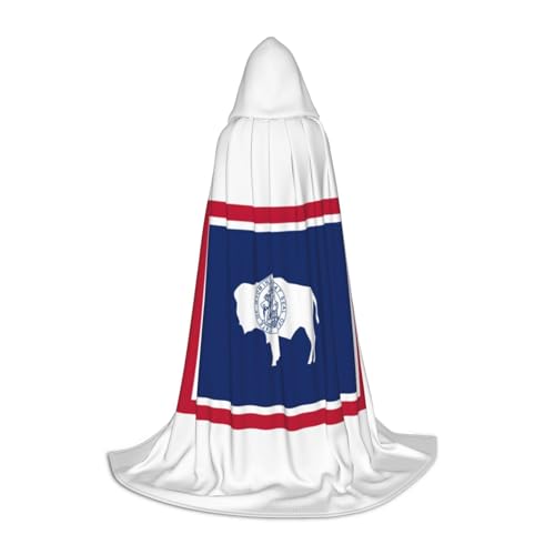 YQxwJL Umhang mit Kapuze, Motiv: Wyoming Staatsflagge, Hexen-Zauberer-Umhang, für Halloween, Cosplay, Party-Kostüm von YQxwJL