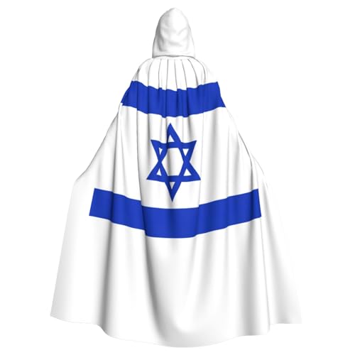 YQxwJL Umhang mit Kapuze, Motiv: israelische Flagge, Wikinger, mittelalterlicher schwarzer Umhang mit Kapuze, Halloween, Renaissance von YQxwJL