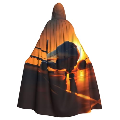 YQxwJL Umhang mit Kapuze im Flugzeug bei Sonnenuntergang, Wikinger-Kapuzenumhang, mittelalterlicher schwarzer Umhang mit Kapuze, Halloween, Renaissance-Umhang von YQxwJL