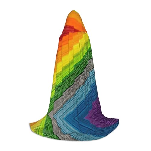 YQxwJL Umhang mit Kapuze in Regenbogenfarben, Uni, Hexen-Zauberer-Umhang, für Halloween, Cosplay, Party-Kostüm von YQxwJL