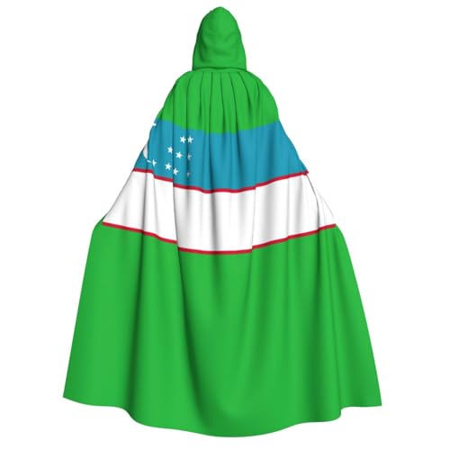 YQxwJL Umhang mit Kapuze in voller Länge, Motiv: Flagge der Republik Usbekistan, Halloween-Umhang, Party-Umhang, Cosplay, Partykostüme für Damen und Herren von YQxwJL
