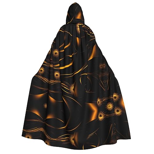 YQxwJL Umhang mit Kapuze in voller Länge, schwarz-goldener Hintergrund, für Halloween, Cosplay, Kostümpartys, für Damen und Herren YQxwJL Umhang mit Kapuze in voller Länge, schwarz-goldener Hintergrund, für Halloween, Cosplay, Kostümpartys, für Damen und Herren von YQxwJL