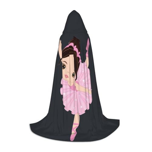 YQxwJL Umhang mit Kapuze und Aufschrift "Little Ballerina Dancing Girl", Uni, Hexen-Zauberer-Umhang, für Halloween, Cosplay, Party-Kostüm von YQxwJL