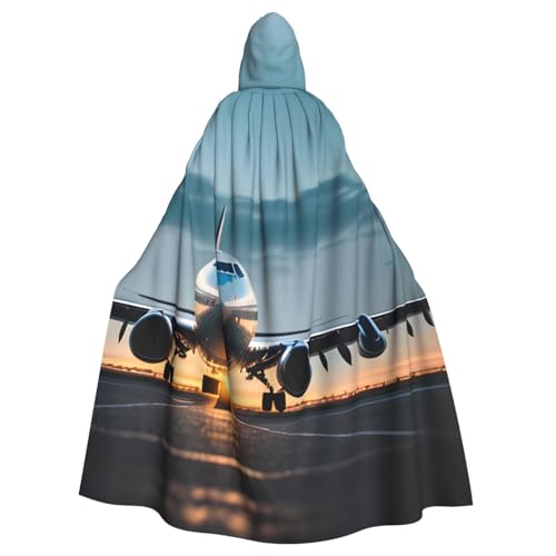 YQxwJL Umhang mit Kapuze und Motiv Flugzeug im Abend, Lichtdruck, für Erwachsene, Halloween, Cosplay-Kostüme von YQxwJL