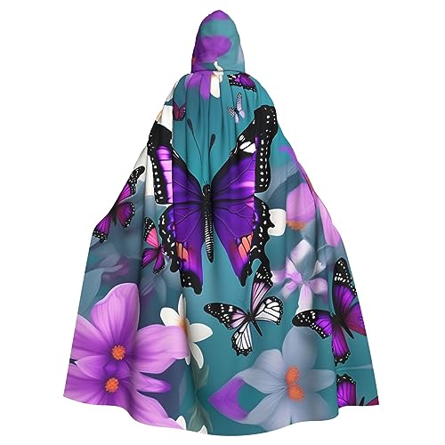 YQxwJL Umhang mit Kapuze und Wikingermotiv, violett, mit Kapuze, mittelalterlicher schwarzer Umhang mit Kapuze, Halloween, Renaissance von YQxwJL