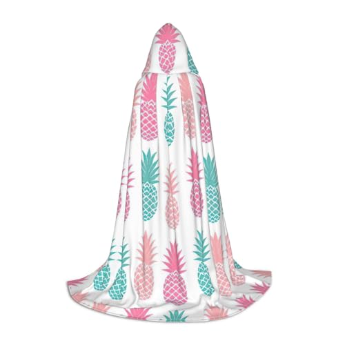 YQxwJL Umhang mit Kapuze und buntem Ananas-Druck, Hexen-Zauberer-Umhang, für Halloween, Cosplay, Party-Kostüm von YQxwJL