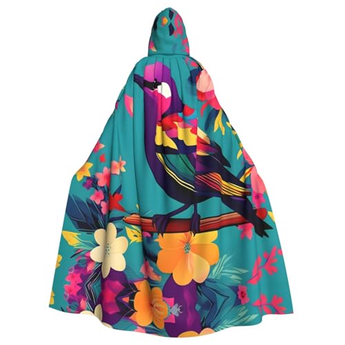YQxwJL Umhang mit Kapuze und buntem Blumenmotiv, Uni, Hexe, Vampir, Zauberer, Robe für Halloween, Cosplay-Kostüme von YQxwJL