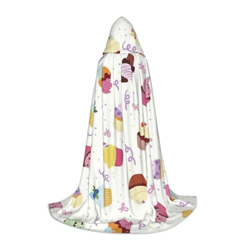 YQxwJL Umhang mit Kapuze und süßem Cupcake-Aufdruck, Hexen-Zauberer-Umhang, für Halloween, Cosplay, Party-Kostüm YQxwJL Umhang mit Kapuze und süßem Cupcake-Aufdruck, Hexen-Zauberer-Umhang, für Halloween, Cosplay, Party-Kostüm von YQxwJL