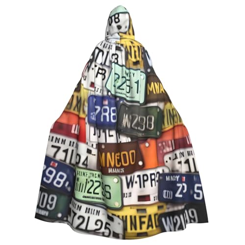 YQxwJL Umhang mit Nummernschild-Druck, für Erwachsene, Halloween, Cosplay-Kostüme von YQxwJL