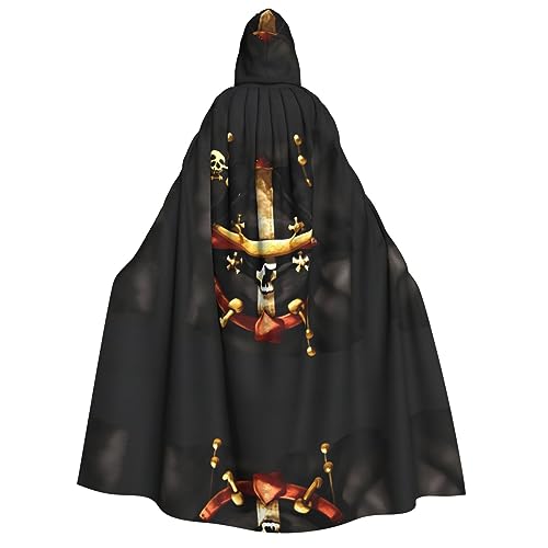 YQxwJL Umhang mit Piratenflaggen und Kapuze, volle Länge, Halloween-Umhang, Party-Umhang, Cosplay, Party-Kostüme für Damen und Herren von YQxwJL