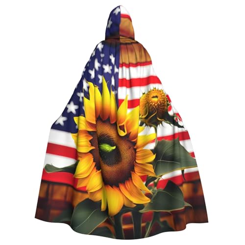 YQxwJL Umhang mit Sonnenblume und amerikanischer Flagge, Karneval, Zauberer mit Kapuze, für Erwachsene, Halloween, Cosplay-Kostüme YQxwJL Umhang mit Sonnenblume und amerikanischer Flagge, Karneval, Zauberer mit Kapuze, für Erwachsene, Halloween, Cosplay-Kostüme von YQxwJL