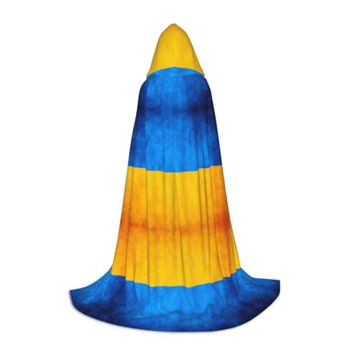 YQxwJL Umhang mit Ukrainischer Flagge, Uni, mit Kapuze, Hexen-Zauberer-Umhang, für Halloween, Cosplay, Party-Kostüm von YQxwJL