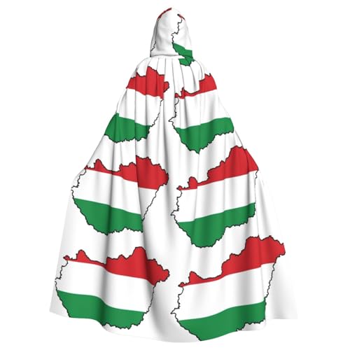 YQxwJL Umhang mit Ungarn-Flagge, Kartendruck, Karneval, Zauberer, Kapuzenumhang, für Erwachsene, Halloween, Cosplay-Kostüme von YQxwJL