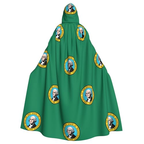 YQxwJL Umhang mit Washington-Flaggen-Druck, Zauberer Kapuzenumhang, für Erwachsene, Halloween, Cosplay-Kostüme von YQxwJL