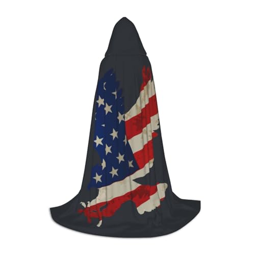 YQxwJL Umhang mit amerikanischem Weißkopfseeadler und Flagge, Uni, mit Kapuze, Hexen-Zauberer-Umhang, für Halloween, Cosplay, Party-Kostüm von YQxwJL