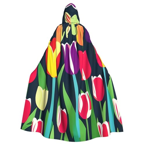 YQxwJL Umhang mit buntem Tulpenaufdruck, für Karneval, Zauberer, Kapuzenumhang, für Erwachsene, Halloween, Cosplay-Kostüme YQxwJL Umhang mit buntem Tulpenaufdruck, für Karneval, Zauberer, Kapuzenumhang, für Erwachsene, Halloween, Cosplay-Kostüme von YQxwJL