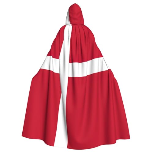YQxwJL Umhang mit dänischer Flagge, mit Kapuze, Zauberer, für Erwachsene, Halloween, Cosplay-Kostüme von YQxwJL