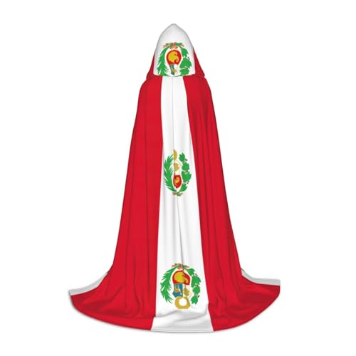YQxwJL Umhang mit der Flagge von Peru, Uni, mit Kapuze, Hexen-Zauberer-Umhang, für Halloween, Cosplay, Party-Kostüm von YQxwJL