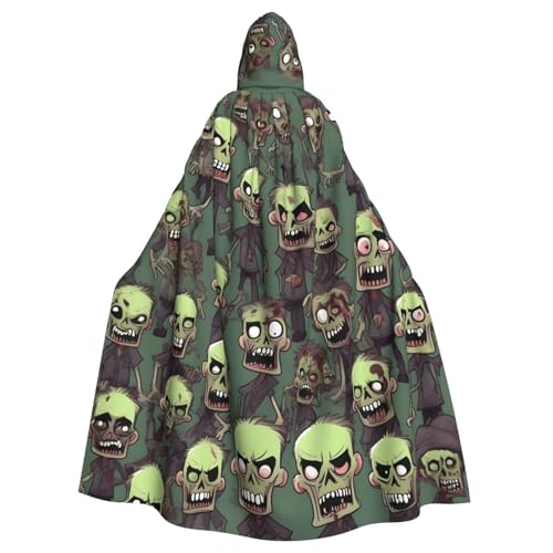 YQxwJL Umhang mit vielen Zombies Druck, Karneval, Zauberer, Kapuzenumhang, für Erwachsene, Halloween, Cosplay-Kostüme von YQxwJL
