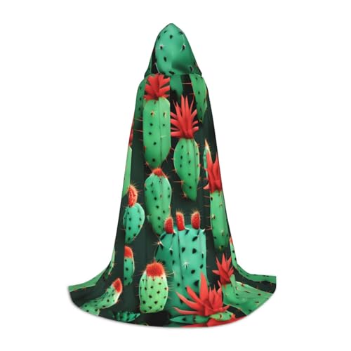YQxwJL Umhang mit vielen kleinen Kaktus-Kunstdrucken, uni, Hexen-Zauberer-Umhang, Vampirumhang für Halloween, Cosplay-Kostüme von YQxwJL