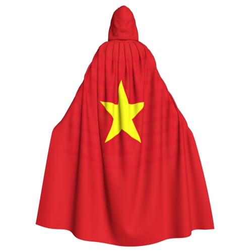 YQxwJL Umhang mit vietnamesischer Flagge, Uni, Kapuzenmantel, Hexe, Vampir, Zauberer, Robe für Halloween, Cosplay-Kostüme von YQxwJL