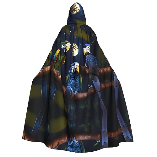 YQxwJL Uni Erwachsene Dreier Papageien Print Hexenumhang Horror Umhang Herren Halloween Cosplay Kostüm Schwarz Einheitsgröße von YQxwJL