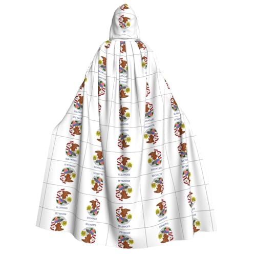 YQxwJL Uni Erwachsene Illinois Flagge Druck Hexen Umhang Horror Cape für Männer Halloween Cosplay von YQxwJL