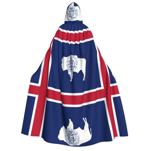 YQxwJL Uni Erwachsene Wyoming State Flagge Druck Hexen Umhang Horror Cape für Männer Halloween Cosplay von YQxwJL