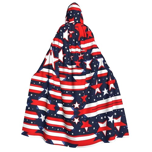 YQxwJL Uni Erwachsener Kapuzenumhang Patriotische Sterne Streifen Unabhängigkeitstag Hexenumhang Horror Umhang für Männer Halloween Cosplay von YQxwJL