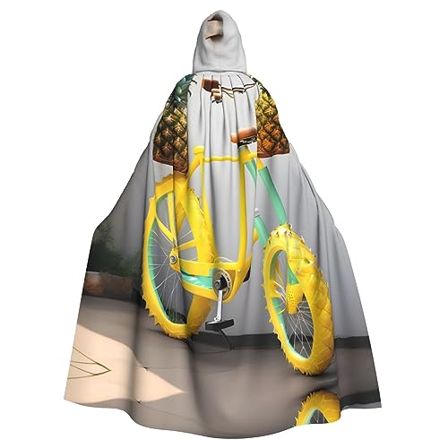 YQxwJL Uni-Kapuzenmantel mit Ananas-Fahrradaufdruck, Hexen-Vampir-Zauberer-Robe für Halloween, Cosplay-Kostüme von YQxwJL