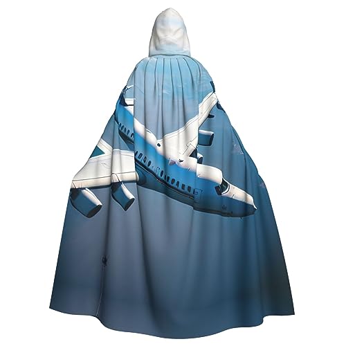 YQxwJL Uni Kapuzenmantel mit Flugzeugdruck, Hexen-Vampir-Zauberer-Robe für Halloween, Cosplay-Kostüme von YQxwJL