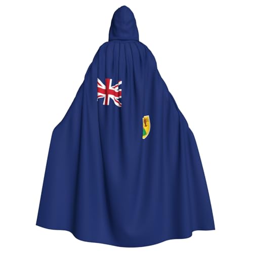 YQxwJL Uni Kapuzenmantel mit Kapuze, Motiv: Flagge der Türken- und Caicosinseln, Hexen-Vampir-Zauberer-Robe für Halloween, Cosplay-Kostüme von YQxwJL