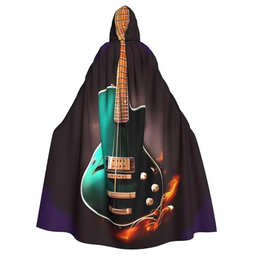 YQxwJL Uni Kapuzenmantel mit Kapuze, Motiv: Musik-Grün, mit Gitarre, Hexe, Vampir, Zauberer, Robe für Halloween, Cosplay-Kostüme von YQxwJL