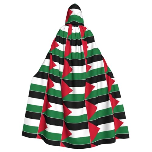 YQxwJL Uni Kapuzenmantel mit Palästina-Flagge, Hexen-Vampir-Zauberer-Robe für Halloween, Cosplay-Kostüme von YQxwJL