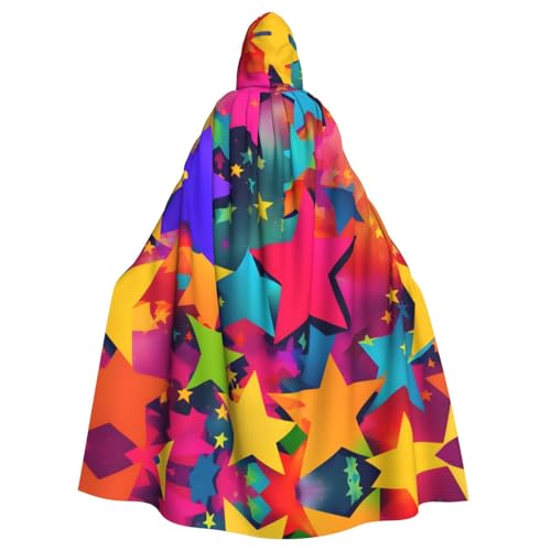 YQxwJL Uni Kapuzenmantel mit Regenbogen-Stern-Druck, Hexen-Vampir-Zauberer-Robe für Halloween, Cosplay-Kostüme von YQxwJL