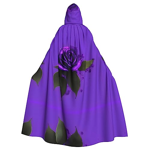 YQxwJL Uni Kapuzenmantel mit violettem Rosenmuster, Hexen-Vampir-Zauberer-Robe für Halloween, Cosplay-Kostüme von YQxwJL