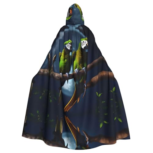 YQxwJL Uni-Kapuzenmantel mit zwei Papageien, Hexen-Vampir-Zauberer-Robe für Halloween, Cosplay-Kostüme von YQxwJL