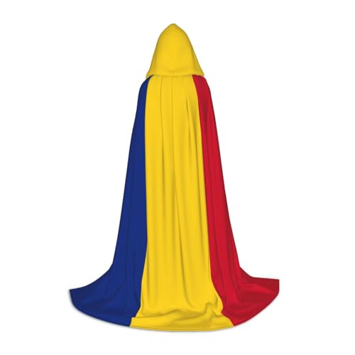 YQxwJL Uni Kapuzenumhang mit Flagge von Rumänien, Hexen-Zauberer-Umhang, für Halloween, Cosplay, Party-Kostüm von YQxwJL