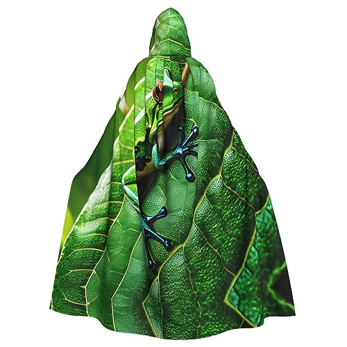 YQxwJL Uni Kapuzenumhang mit Froschblättern, Hexen-Vampir-Zauberer-Robe für Halloween, Cosplay-Kostüme von YQxwJL