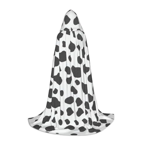 YQxwJL Uni Kapuzenumhang mit Kuh-Druck, Hexen-Zauberer-Umhang, für Halloween, Cosplay, Party-Kostüm von YQxwJL